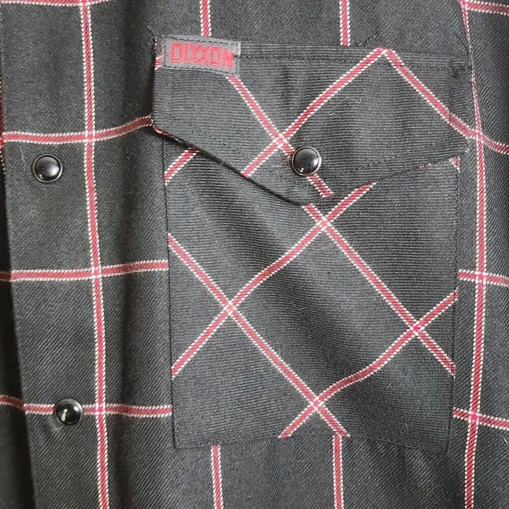 Dixxon Flannel Shirt Mens Extra Large Black Red The Gridlock Snap Front Plaid